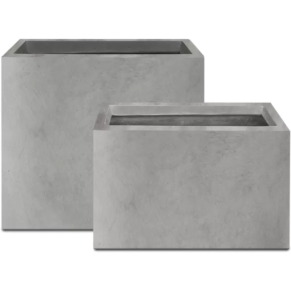 Kante 19.5" L Rectangular Concrete Planters, Outdoor Indoor Modern Plant Pot with Drainage Hole and Rubber Plug for Garden, Patio, Charcoal Finish