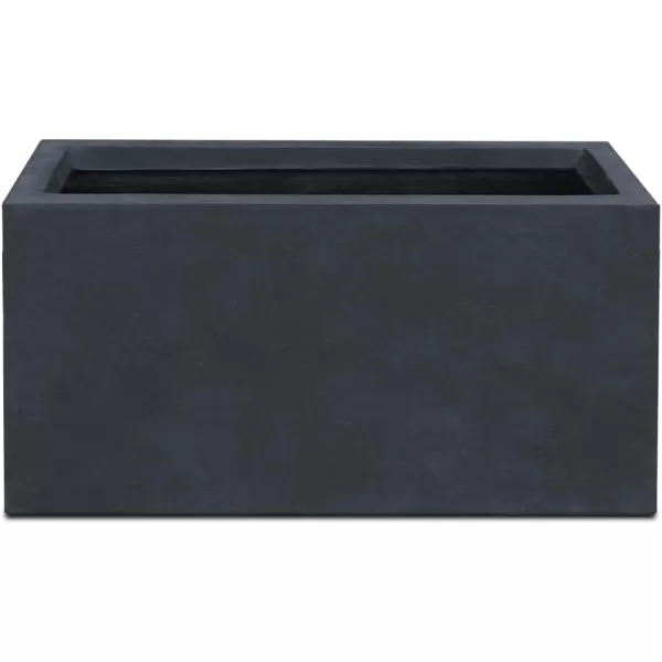 Kante 19.5" L Rectangular Concrete Planters, Outdoor Indoor Modern Plant Pot with Drainage Hole and Rubber Plug for Garden, Patio, Charcoal Finish