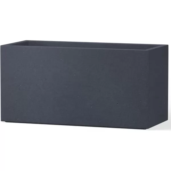 Kante 19.5" L Rectangular Concrete Planters, Outdoor Indoor Modern Plant Pot with Drainage Hole and Rubber Plug for Garden, Patio, Charcoal Finish