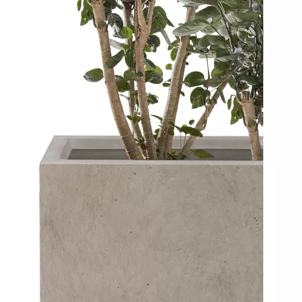 Kante 19.5" L Rectangular Concrete Planters, Outdoor Indoor Modern Plant Pot with Drainage Hole and Rubber Plug for Garden, Patio, Charcoal Finish