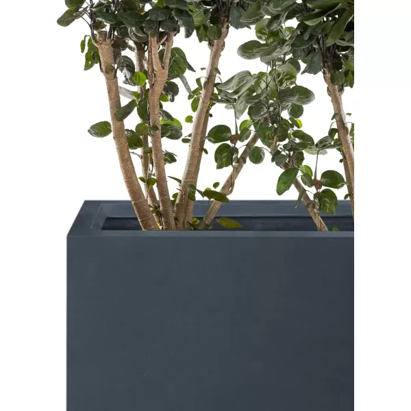 Kante 19.5" L Rectangular Concrete Planters, Outdoor Indoor Modern Plant Pot with Drainage Hole and Rubber Plug for Garden, Patio, Charcoal Finish