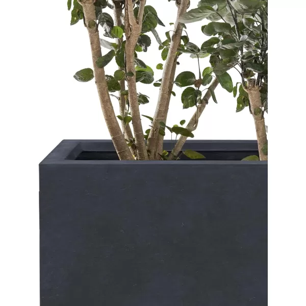 Kante 19.5" L Rectangular Concrete Planters, Outdoor Indoor Modern Plant Pot with Drainage Hole and Rubber Plug for Garden, Patio, Charcoal Finish