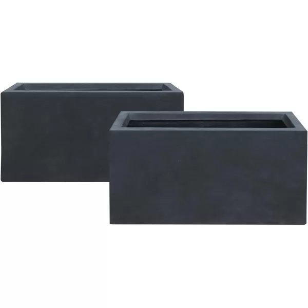 Kante 19.5" L Rectangular Concrete Planters, Outdoor Indoor Modern Plant Pot with Drainage Hole and Rubber Plug for Garden, Patio, Charcoal Finish