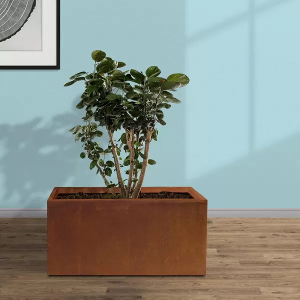 Kante 19.5" L Rectangular Concrete Planters, Outdoor Indoor Modern Plant Pot with Drainage Hole and Rubber Plug for Garden, Patio, Charcoal Finish
