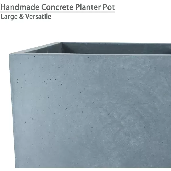 Kante 19.5" L Rectangular Concrete Planters, Outdoor Indoor Modern Plant Pot with Drainage Hole and Rubber Plug for Garden, Patio, Charcoal Finish