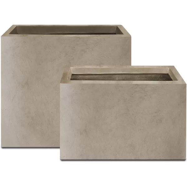 Kante 19.5" L Rectangular Concrete Planters, Outdoor Indoor Modern Plant Pot with Drainage Hole and Rubber Plug for Garden, Patio, Charcoal Finish