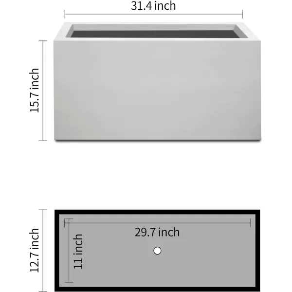 Kante 19.5" L Rectangular Concrete Planters, Outdoor Indoor Modern Plant Pot with Drainage Hole and Rubber Plug for Garden, Patio, Charcoal Finish