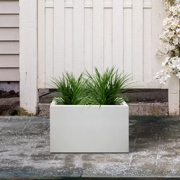 Kante 19.5" L Rectangular Concrete Planters, Outdoor Indoor Modern Plant Pot with Drainage Hole and Rubber Plug for Garden, Patio, Charcoal Finish