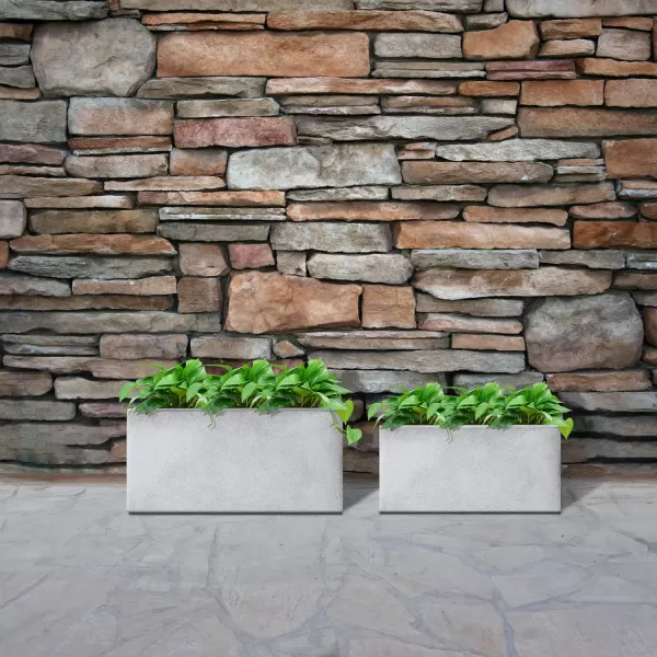 Kante 19.5" L Rectangular Concrete Planters, Outdoor Indoor Modern Plant Pot with Drainage Hole and Rubber Plug for Garden, Patio, Charcoal Finish