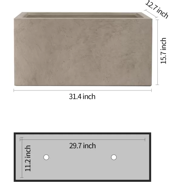 Kante 19.5" L Rectangular Concrete Planters, Outdoor Indoor Modern Plant Pot with Drainage Hole and Rubber Plug for Garden, Patio, Charcoal Finish