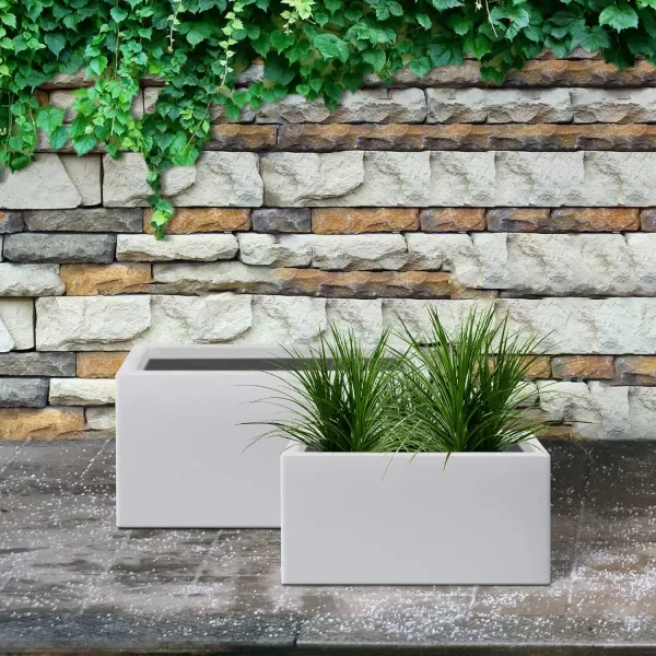 Kante 19.5" L Rectangular Concrete Planters, Outdoor Indoor Modern Plant Pot with Drainage Hole and Rubber Plug for Garden, Patio, Charcoal Finish