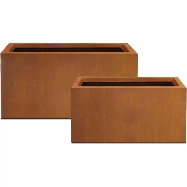 Kante 19.5" L Rectangular Concrete Planters, Outdoor Indoor Modern Plant Pot with Drainage Hole and Rubber Plug for Garden, Patio, Charcoal Finish