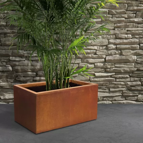 Kante 19.5" L Rectangular Concrete Planters, Outdoor Indoor Modern Plant Pot with Drainage Hole and Rubber Plug for Garden, Patio, Charcoal Finish