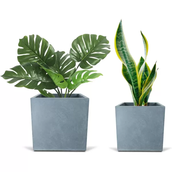 Kante 19.5" L Rectangular Concrete Planters, Outdoor Indoor Modern Plant Pot with Drainage Hole and Rubber Plug for Garden, Patio, Charcoal Finish