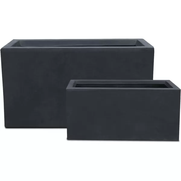 Kante 19.5" L Rectangular Concrete Planters, Outdoor Indoor Modern Plant Pot with Drainage Hole and Rubber Plug for Garden, Patio, Charcoal Finish