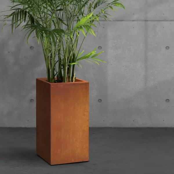 Kante 19.7" H Tall Rectangular Concrete Planter, Modern Square Diameter Plant Pot with Drainage Hole and Rubber Plug for Indoor Outdoor Home Patio Garden, Charcoal