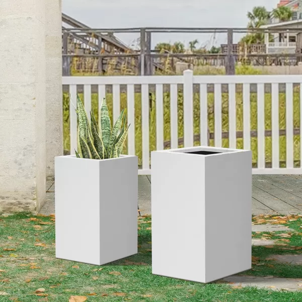 Kante 19.7" H Tall Rectangular Concrete Planter, Modern Square Diameter Plant Pot with Drainage Hole and Rubber Plug for Indoor Outdoor Home Patio Garden, Charcoal