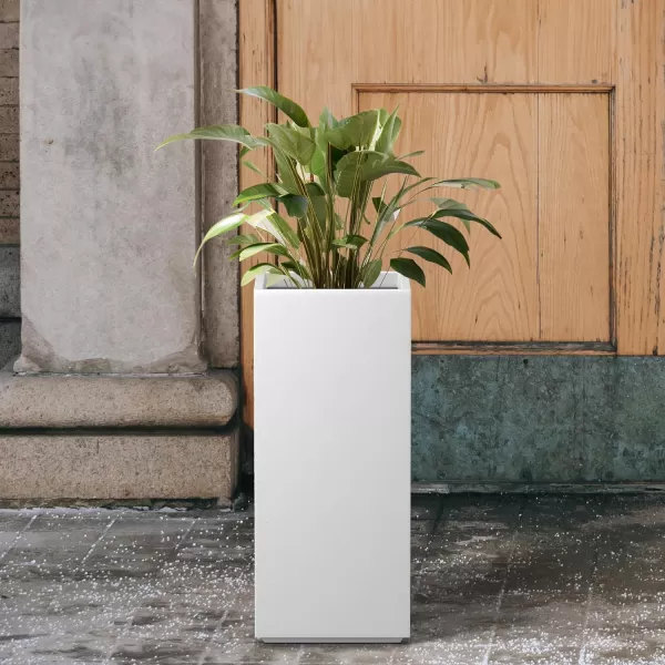 Kante 19.7" H Tall Rectangular Concrete Planter, Modern Square Diameter Plant Pot with Drainage Hole and Rubber Plug for Indoor Outdoor Home Patio Garden, Charcoal