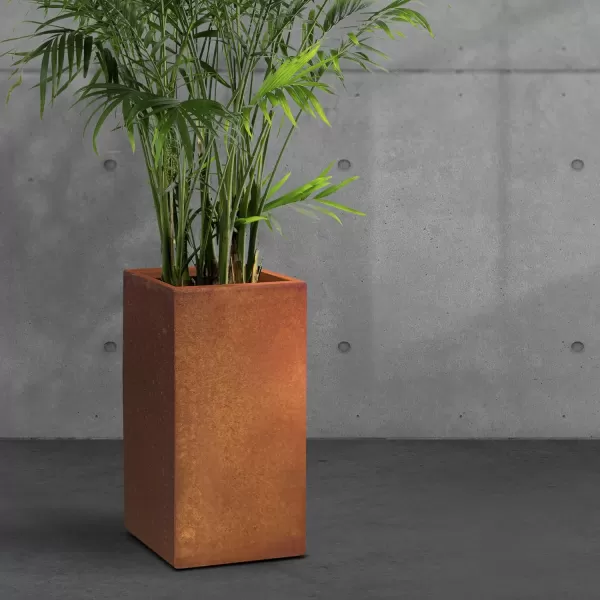 Kante 19.7" H Tall Rectangular Concrete Planter, Modern Square Diameter Plant Pot with Drainage Hole and Rubber Plug for Indoor Outdoor Home Patio Garden, Charcoal