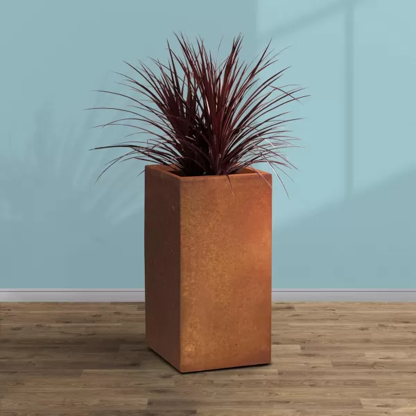 Kante 19.7" H Tall Rectangular Concrete Planter, Modern Square Diameter Plant Pot with Drainage Hole and Rubber Plug for Indoor Outdoor Home Patio Garden, Charcoal