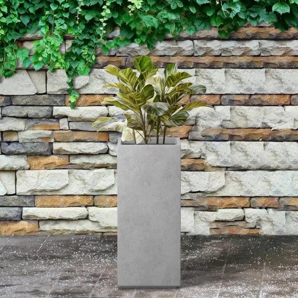 Kante 19.7" H Tall Rectangular Concrete Planter, Modern Square Diameter Plant Pot with Drainage Hole and Rubber Plug for Indoor Outdoor Home Patio Garden, Charcoal