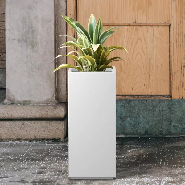 Kante 19.7" H Tall Rectangular Concrete Planter, Modern Square Diameter Plant Pot with Drainage Hole and Rubber Plug for Indoor Outdoor Home Patio Garden, Charcoal