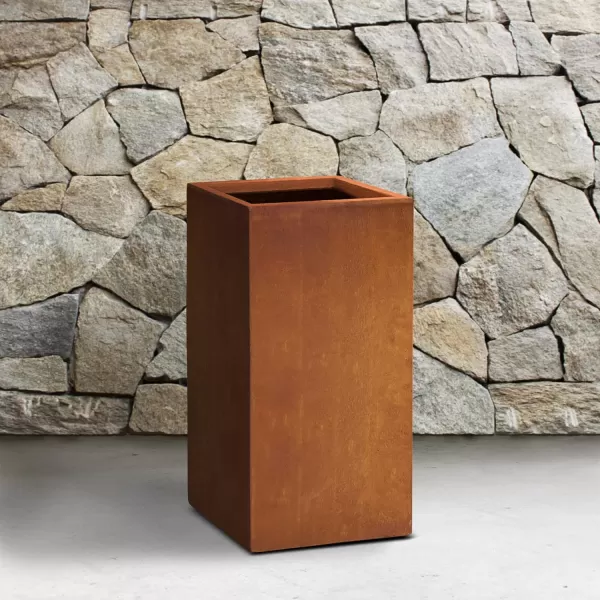 Kante 19.7" H Tall Rectangular Concrete Planter, Modern Square Diameter Plant Pot with Drainage Hole and Rubber Plug for Indoor Outdoor Home Patio Garden, Charcoal