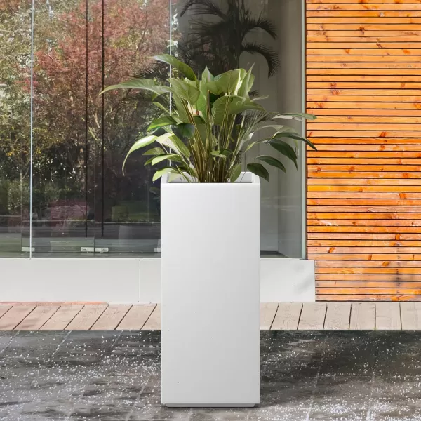 Kante 19.7" H Tall Rectangular Concrete Planter, Modern Square Diameter Plant Pot with Drainage Hole and Rubber Plug for Indoor Outdoor Home Patio Garden, Charcoal