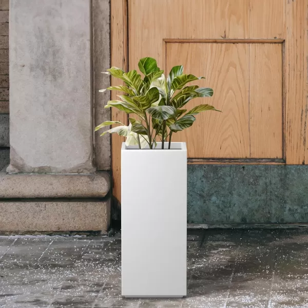 Kante 19.7" H Tall Rectangular Concrete Planter, Modern Square Diameter Plant Pot with Drainage Hole and Rubber Plug for Indoor Outdoor Home Patio Garden, Charcoal