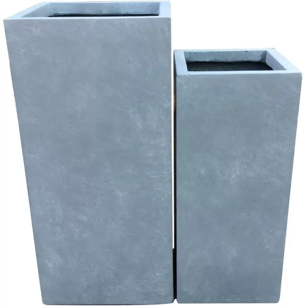 Kante 19.7" H Tall Rectangular Concrete Planter, Modern Square Diameter Plant Pot with Drainage Hole and Rubber Plug for Indoor Outdoor Home Patio Garden, Charcoal