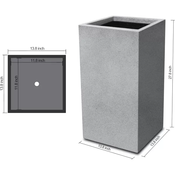 Kante 19.7" H Tall Rectangular Concrete Planter, Modern Square Diameter Plant Pot with Drainage Hole and Rubber Plug for Indoor Outdoor Home Patio Garden, Charcoal
