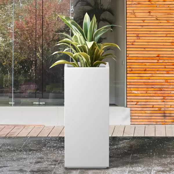 Kante 19.7" H Tall Rectangular Concrete Planter, Modern Square Diameter Plant Pot with Drainage Hole and Rubber Plug for Indoor Outdoor Home Patio Garden, Charcoal