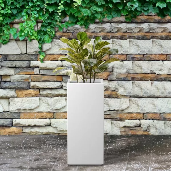 Kante 19.7" H Tall Rectangular Concrete Planter, Modern Square Diameter Plant Pot with Drainage Hole and Rubber Plug for Indoor Outdoor Home Patio Garden, Charcoal