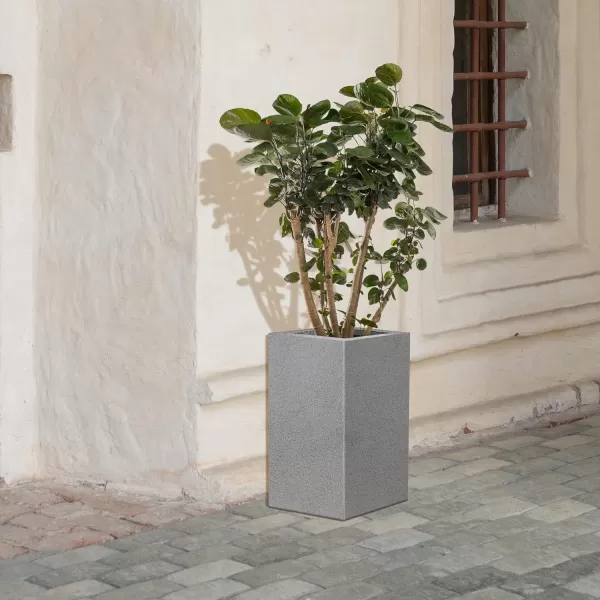 Kante 19.7" H Tall Rectangular Concrete Planter, Modern Square Diameter Plant Pot with Drainage Hole and Rubber Plug for Indoor Outdoor Home Patio Garden, Charcoal