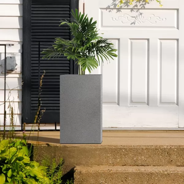 Kante 19.7" H Tall Rectangular Concrete Planter, Modern Square Diameter Plant Pot with Drainage Hole and Rubber Plug for Indoor Outdoor Home Patio Garden, Charcoal