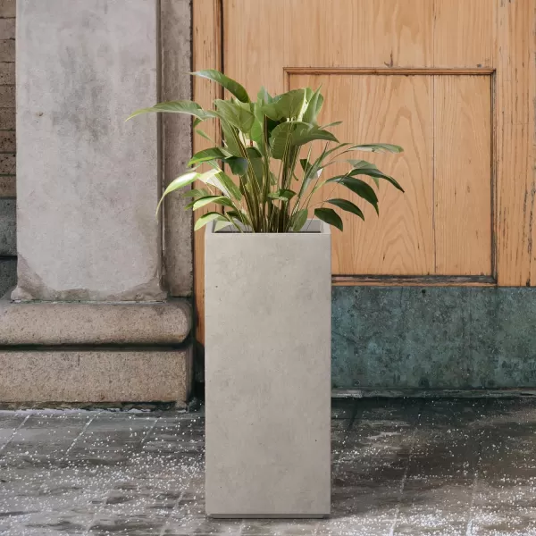 Kante 19.7" H Tall Rectangular Concrete Planter, Modern Square Diameter Plant Pot with Drainage Hole and Rubber Plug for Indoor Outdoor Home Patio Garden, Charcoal