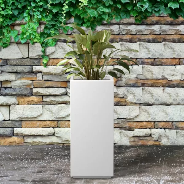 Kante 19.7" H Tall Rectangular Concrete Planter, Modern Square Diameter Plant Pot with Drainage Hole and Rubber Plug for Indoor Outdoor Home Patio Garden, Charcoal