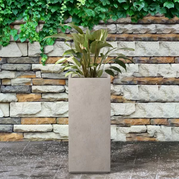 Kante 19.7" H Tall Rectangular Concrete Planter, Modern Square Diameter Plant Pot with Drainage Hole and Rubber Plug for Indoor Outdoor Home Patio Garden, Charcoal