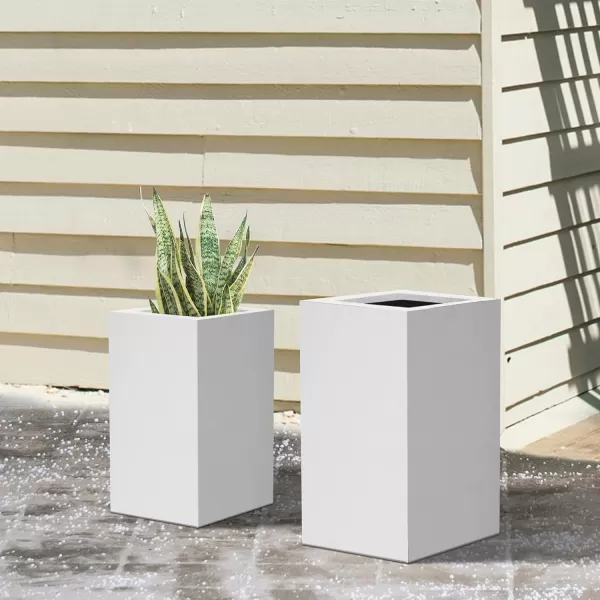 Kante 19.7" H Tall Rectangular Concrete Planter, Modern Square Diameter Plant Pot with Drainage Hole and Rubber Plug for Indoor Outdoor Home Patio Garden, Charcoal