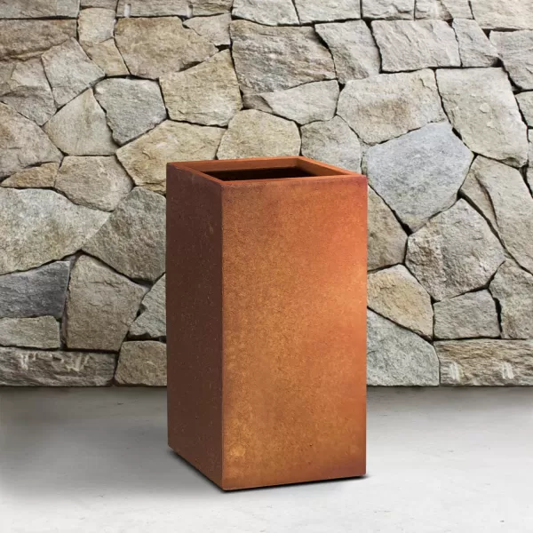 Kante 19.7" H Tall Rectangular Concrete Planter, Modern Square Diameter Plant Pot with Drainage Hole and Rubber Plug for Indoor Outdoor Home Patio Garden, Charcoal