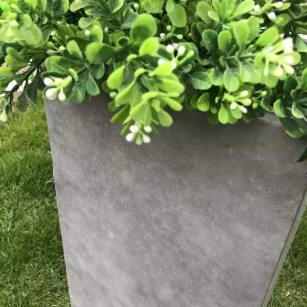 Kante 19.7" H Tall Rectangular Concrete Planter, Modern Square Diameter Plant Pot with Drainage Hole and Rubber Plug for Indoor Outdoor Home Patio Garden, Charcoal