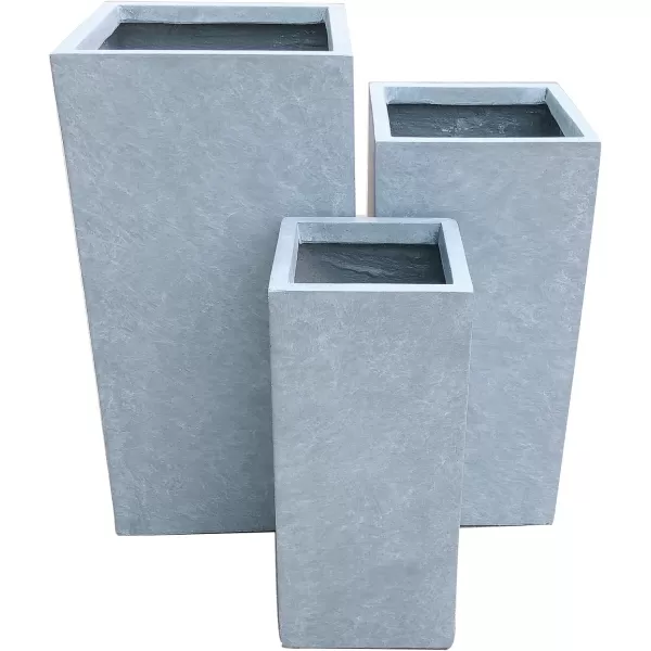 Kante 19.7" H Tall Rectangular Concrete Planter, Modern Square Diameter Plant Pot with Drainage Hole and Rubber Plug for Indoor Outdoor Home Patio Garden, Charcoal