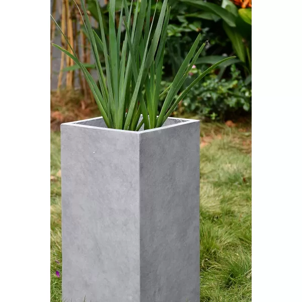 Kante 19.7" H Tall Rectangular Concrete Planter, Modern Square Diameter Plant Pot with Drainage Hole and Rubber Plug for Indoor Outdoor Home Patio Garden, Charcoal