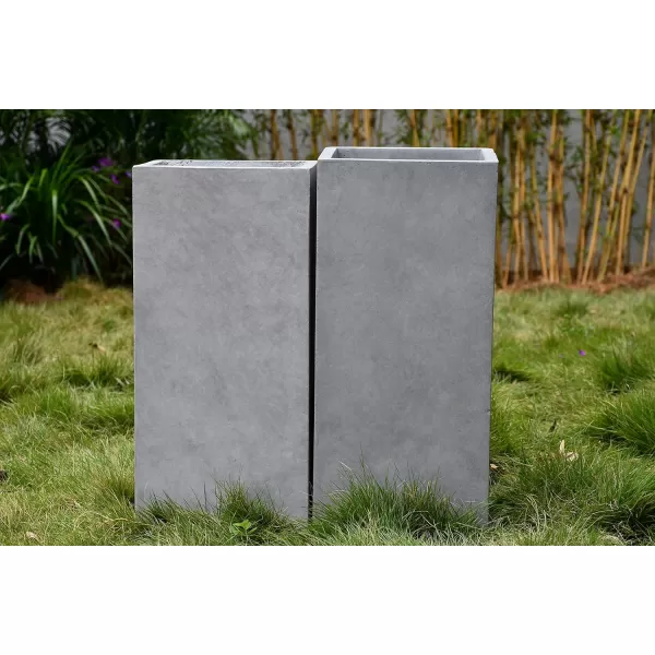 Kante 19.7" H Tall Rectangular Concrete Planter, Modern Square Diameter Plant Pot with Drainage Hole and Rubber Plug for Indoor Outdoor Home Patio Garden, Charcoal