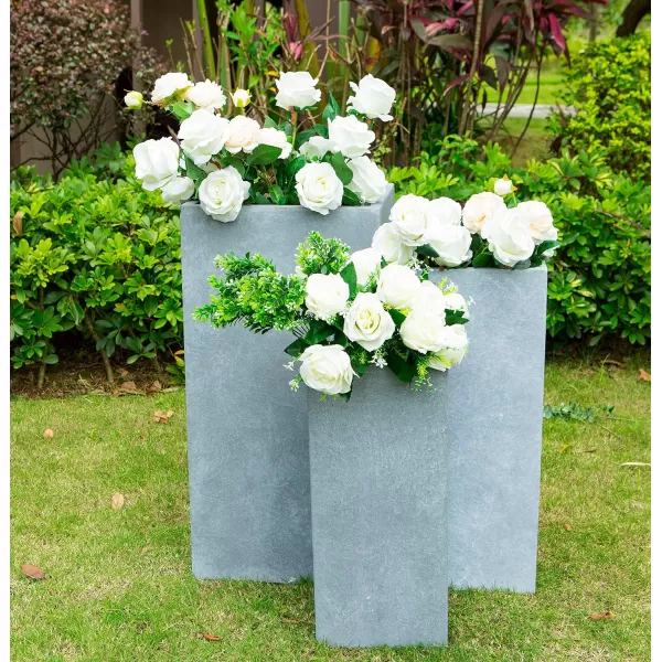 Kante 19.7" H Tall Rectangular Concrete Planter, Modern Square Diameter Plant Pot with Drainage Hole and Rubber Plug for Indoor Outdoor Home Patio Garden, Charcoal