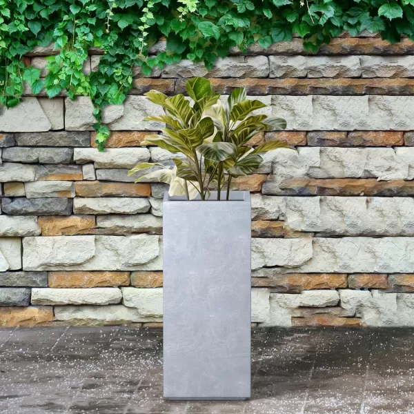 Kante 19.7" H Tall Rectangular Concrete Planter, Modern Square Diameter Plant Pot with Drainage Hole and Rubber Plug for Indoor Outdoor Home Patio Garden, Charcoal