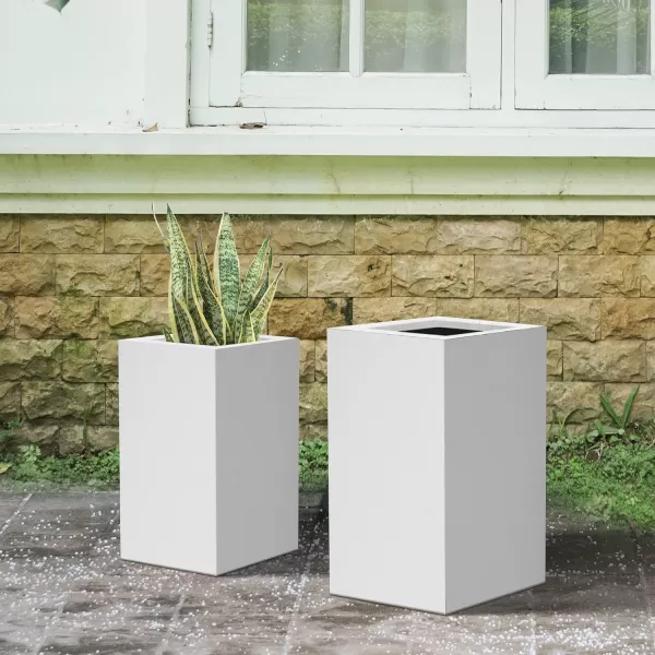 Kante 19.7" H Tall Rectangular Concrete Planter, Modern Square Diameter Plant Pot with Drainage Hole and Rubber Plug for Indoor Outdoor Home Patio Garden, Charcoal