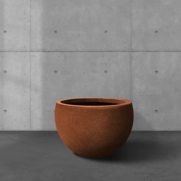 Kante 19.9",15.7",11.8" Dia Round Concrete Planter Set of 3, Outdoor/Indoor Large Bowl Plant Pots with Drainage Hole and Rubber Plug for Garden Patio Balcony Home, Pure White