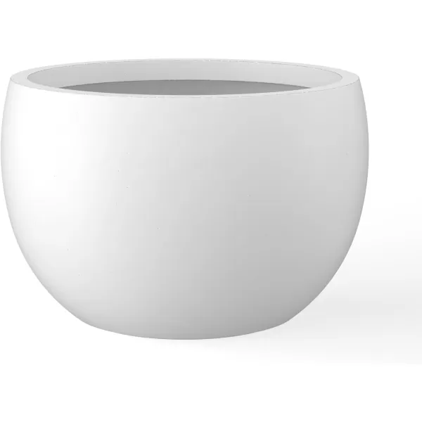 Kante 19.9",15.7",11.8" Dia Round Concrete Planter Set of 3, Outdoor/Indoor Large Bowl Plant Pots with Drainage Hole and Rubber Plug for Garden Patio Balcony Home, Pure White