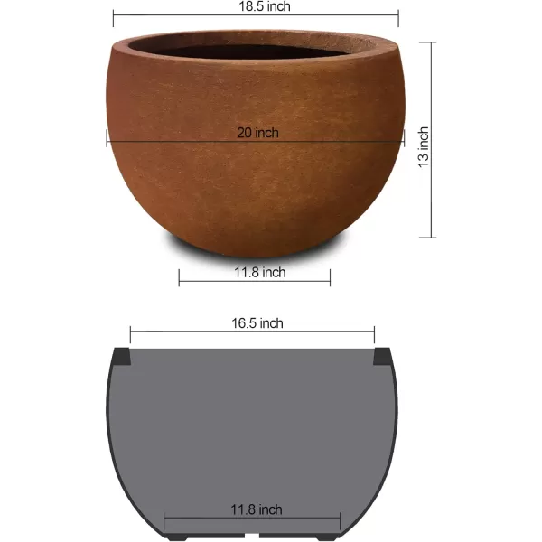 Kante 19.9",15.7",11.8" Dia Round Concrete Planter Set of 3, Outdoor/Indoor Large Bowl Plant Pots with Drainage Hole and Rubber Plug for Garden Patio Balcony Home, Pure White